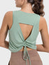 'Vivian' Drawstring Semi Backless Active Tank - Celes Fashion
